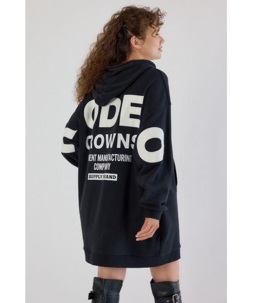 RODEO CROWNS WIDE BOWL(ロデオクラウンズワイドボウル)の「フェイクレザーパッチパーカーワンピース(ワンピース・レディース・グレー×ホワイト/カーキ/ブラック・FREE)」の10枚目の写真