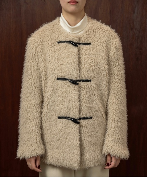 ジャケット・アウター toggle button boa nocollar coat toggle button boa nocollar coat / トグルボタンボアノーカラーコート