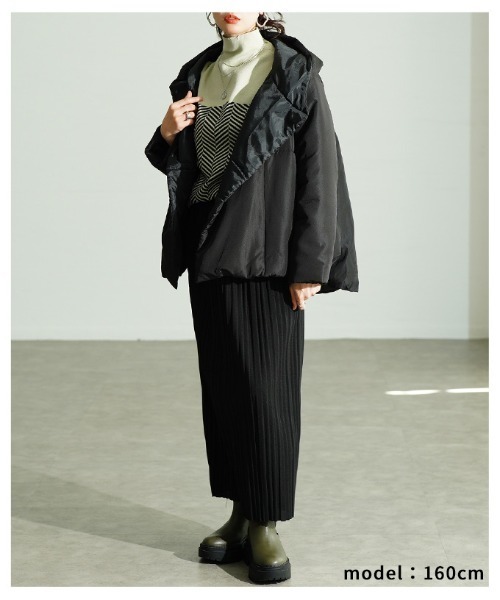 Sawa a la mode(サワアラモード)の「Aライン中綿ジャケット(ダウンジャケット/コート・レディース・ブラック/ベージュ系その他・FREE)」の8枚目の写真
