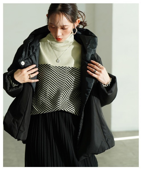 Sawa a la mode(サワアラモード)の「Aライン中綿ジャケット(ダウンジャケット/コート・レディース・ブラック/ベージュ系その他・FREE)」の10枚目の写真