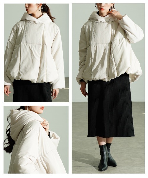 Sawa a la mode(サワアラモード)の「Aライン中綿ジャケット(ダウンジャケット/コート・レディース・ブラック/ベージュ系その他・FREE)」の18枚目の写真