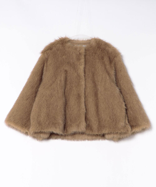 Tiara（ティアラ）の「ノーカラーファーコート（その他アウター・レディース・ミント/キャメル・FREE）」の2枚目の写真