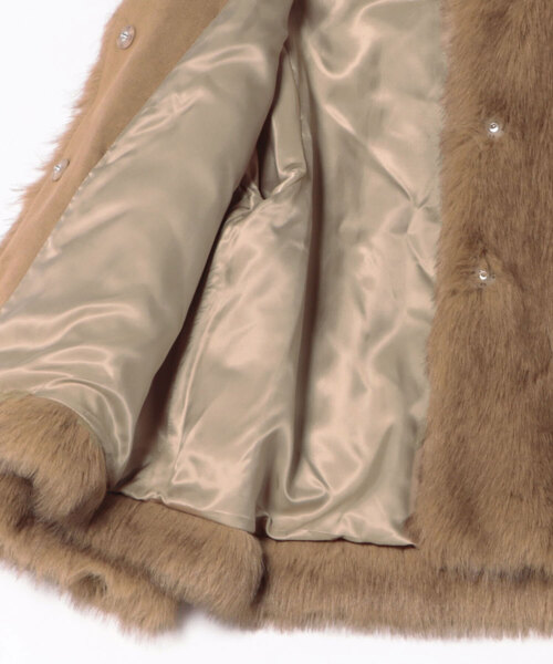 Tiara（ティアラ）の「ノーカラーファーコート（その他アウター・レディース・ミント/キャメル・FREE）」の4枚目の写真