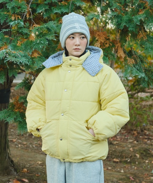 BROKEN BASE(ブロークンベース)の「Check Hood Down Jacket / チェックフードダウンジャケット(ダウンジャケット/コート・メンズ・イエロー/ブルー/ブラック・LARGE/SMALL/MEDIUM)」の7枚目の写真