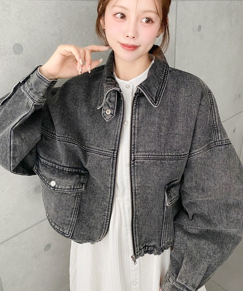 moment+（モーメントプラス）の「ヘビーウエイトデニムショートブルゾン（デニムジャケット・レディース・ブルー/ブラック/インディゴブルー・M/L）」の18枚目の写真