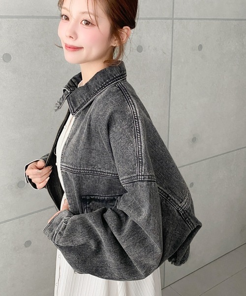 moment+（モーメントプラス）の「ヘビーウエイトデニムショートブルゾン（デニムジャケット・レディース・ブルー/ブラック/インディゴブルー・M/L）」の16枚目の写真