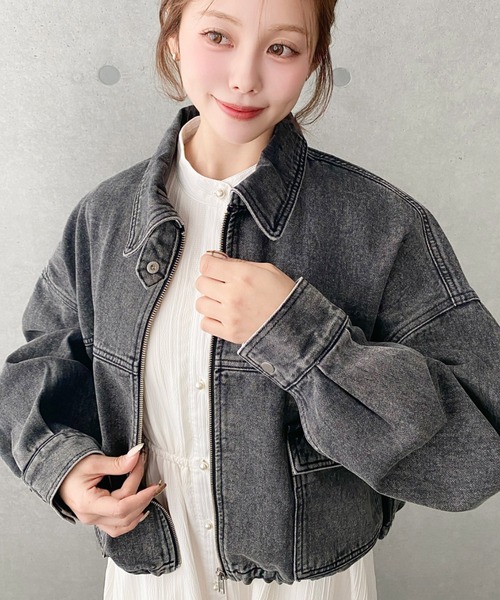 moment+（モーメントプラス）の「ヘビーウエイトデニムショートブルゾン（デニムジャケット・レディース・ブルー/ブラック/インディゴブルー・M/L）」の17枚目の写真