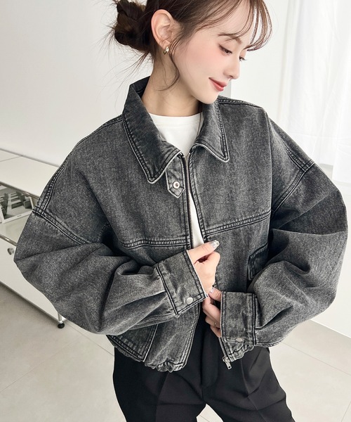 moment+（モーメントプラス）の「ヘビーウエイトデニムショートブルゾン（デニムジャケット・レディース・ブルー/ブラック/インディゴブルー・M/L）」の19枚目の写真