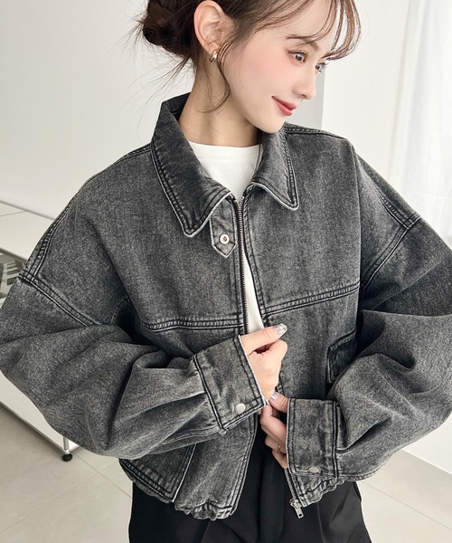 moment+（モーメントプラス）の「ヘビーウエイトデニムショートブルゾン（デニムジャケット・レディース・ブルー/ブラック/インディゴブルー・M/L）」の20枚目の写真