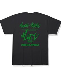 ムーブメントグリーンレタリングTシャツブラック