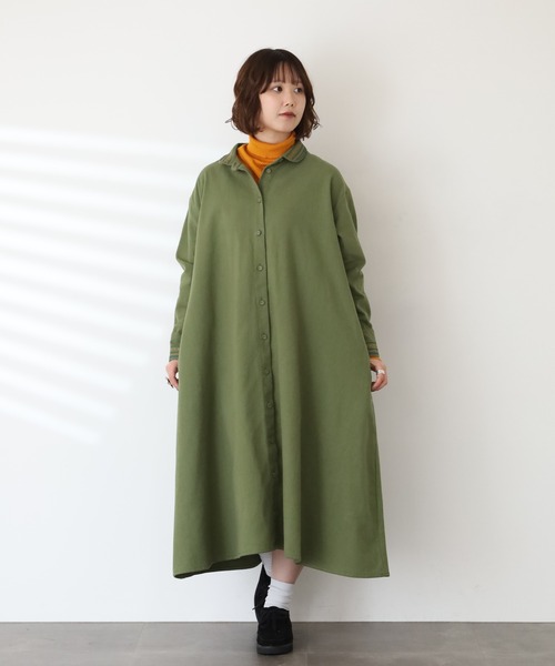 Emago(イマゴ)の「EMAGO つぶつぶ刺繍ワンピース 長袖(シャツワンピース・レディース・ブラウン/ベージュ/カーキ・FREE)」の11枚目の写真