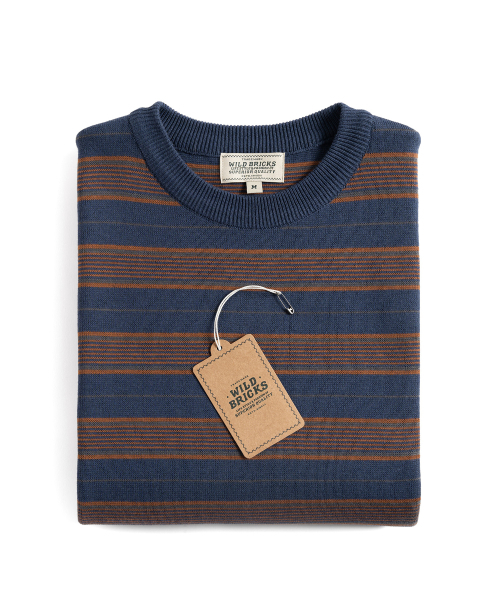 WILD BRICKS(ワイルドブリックス)の「W23 ニットストライプTシャツ(ブルー&ブラウン)(ニット/セーター・メンズ・その他・LARGE/MEDIUM)」の7枚目の写真