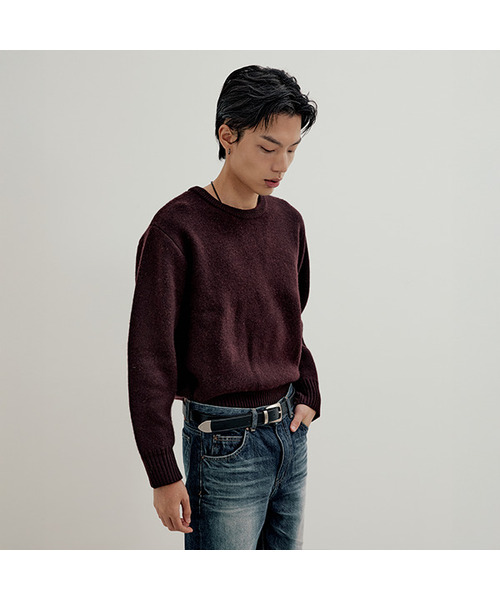 LMOOD(エルムード)の「ウィークエンドエアウールプルオーバーニット (3カラー)(ニット/セーター・メンズ・ブラック/ダークブラウン/ライトブラウン・44/46/48)」の2枚目の写真