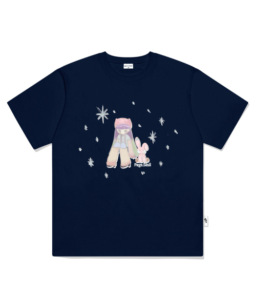 PAGESIISII（ページシシ）の「ラビットフレンズイラストプリント半袖Tシャツネイビー（Tシャツ/カットソー・レディース・その他・SMALL/MEDIUM/LARGE）」の2枚目の写真