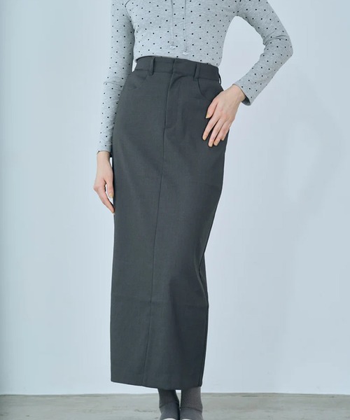 merrylatte(メリーラテ)の「twill narrow long skirt(スカート・レディース・グレー/ベージュ・FREE)」の5枚目の写真
