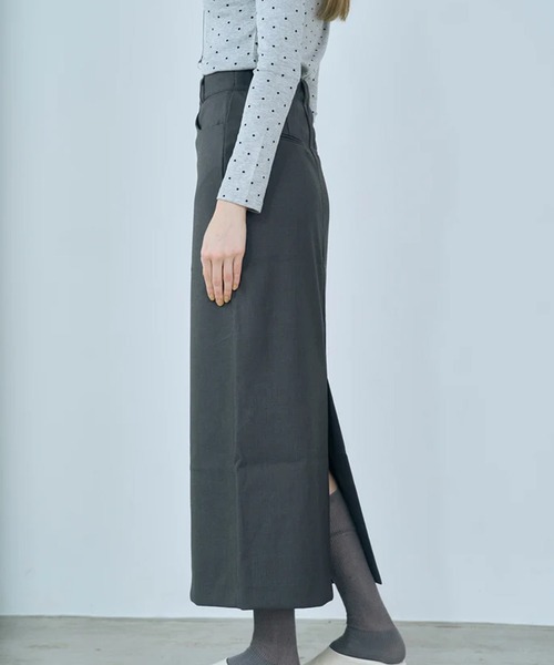 merrylatte(メリーラテ)の「twill narrow long skirt(スカート・レディース・グレー/ベージュ・FREE)」の6枚目の写真