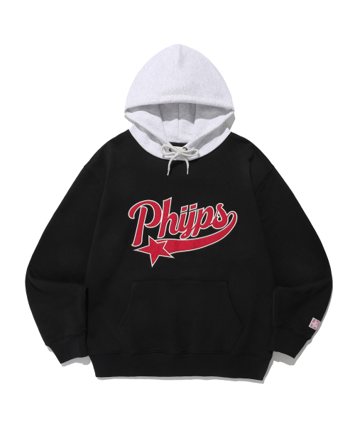 PHYSICAL DEPARTMENT(フィジカル デパートメント)の「アップリケスターテールフード_ブラック(パーカー・レディース・その他・LARGE/X-LARGE)」の2枚目の写真