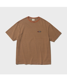 アップルベスキットストライプ半袖Tシャツ_ブラウン