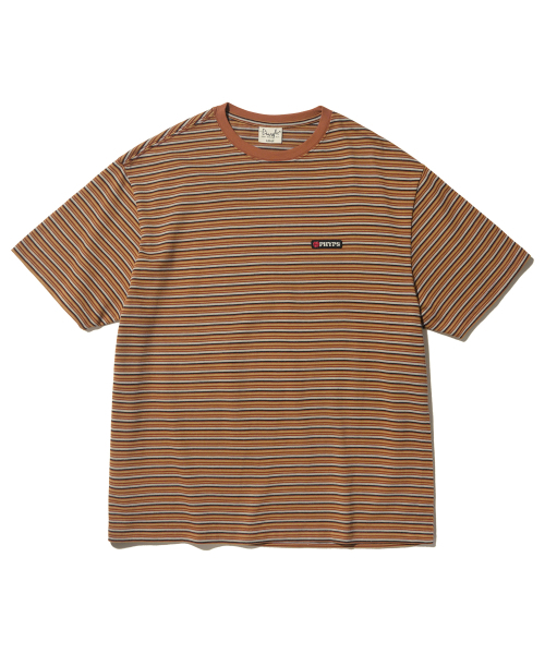 PHYSICAL DEPARTMENT(フィジカル デパートメント)の「アップルベスキットストライプ半袖Tシャツ_ブラウン(Tシャツ/カットソー・レディース・その他・SMALL/MEDIUM/LARGE/X-LARGE)」の2枚目の写真