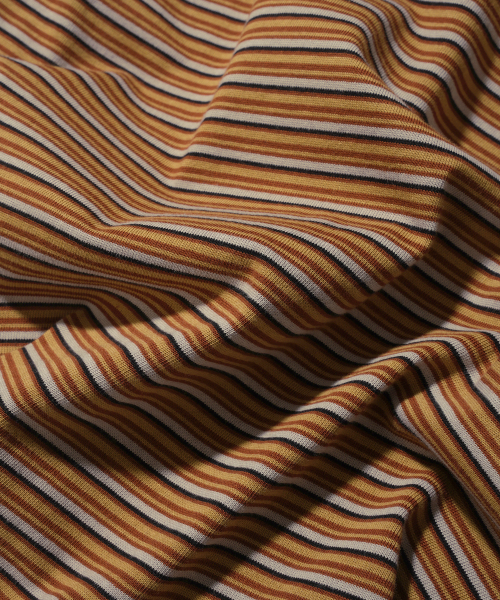 PHYSICAL DEPARTMENT(フィジカル デパートメント)の「アップルベスキットストライプ半袖Tシャツ_ブラウン(Tシャツ/カットソー・レディース・その他・SMALL/MEDIUM/LARGE/X-LARGE)」の7枚目の写真
