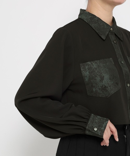 HARE（ハレ）の「ジャガードキリカエショートシャツ(HARE)（シャツ/ブラウス・レディース・ネイビー/パープル/グレー/グリーン/グリーン系その他・FREE）」の15枚目の写真