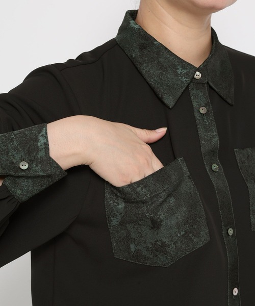 HARE（ハレ）の「ジャガードキリカエショートシャツ(HARE)（シャツ/ブラウス・レディース・ネイビー/パープル/グレー/グリーン/グリーン系その他・FREE）」の13枚目の写真