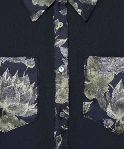 HARE（ハレ）の「ジャガードキリカエショートシャツ(HARE)（シャツ/ブラウス・レディース・ネイビー/パープル/グレー/グリーン/グリーン系その他・FREE）」の8枚目の写真