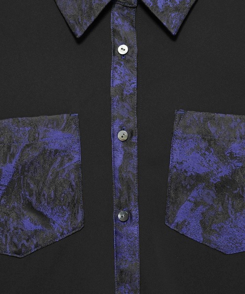 HARE（ハレ）の「ジャガードキリカエショートシャツ(HARE)（シャツ/ブラウス・レディース・ネイビー/パープル/グレー/グリーン/グリーン系その他・FREE）」の7枚目の写真