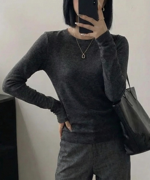 cammie(キャミー)の「シンプルタイトトップス(Tシャツ/カットソー・レディース・ダークグレー/アイボリー/ブラック・M/L)」の15枚目の写真