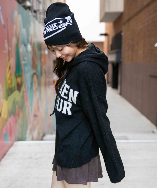 GORGE（ゴージ）の「《ロゴ×フードデザイン》ゆるニットフーディー 冬トップス◎（ニット/セーター・レディース・ブラック/オフホワイト/グレー・F）」の15枚目の写真