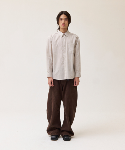 AKECII(アケシ)の「パールシスストライプシャツ_ベージュ(シャツ/ブラウス・メンズ・その他・MEDIUM/LARGE)」の2枚目の写真