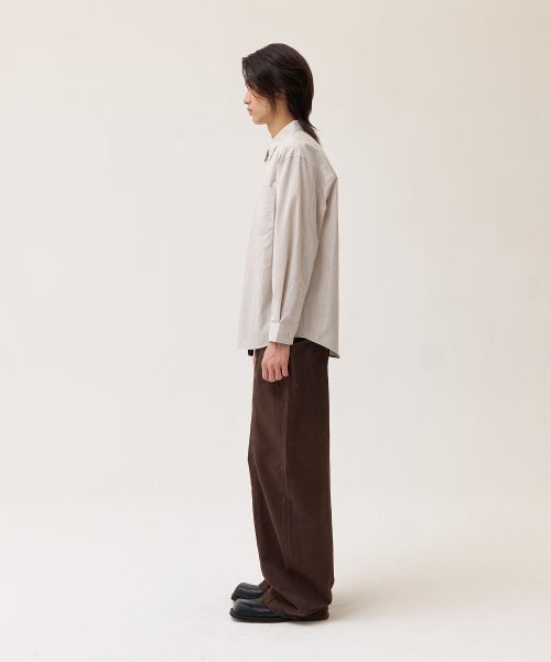 AKECII(アケシ)の「パールシスストライプシャツ_ベージュ(シャツ/ブラウス・メンズ・その他・MEDIUM/LARGE)」の4枚目の写真
