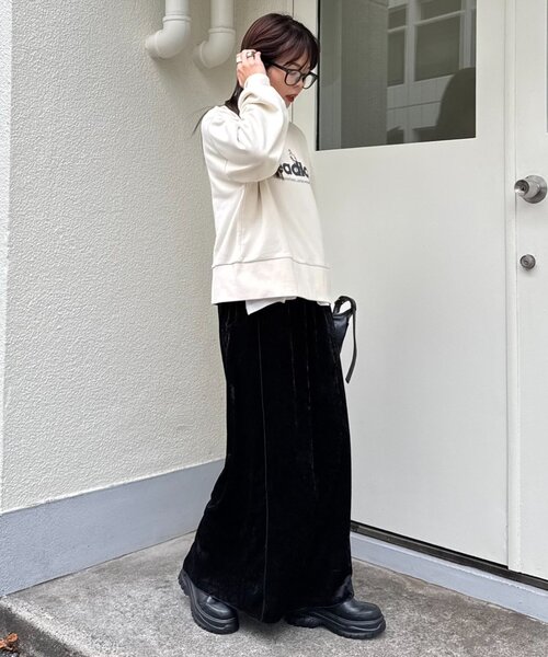 CIAOPANIC TYPY(チャオパニックティピー)の「クラッシュベロアメロウ切替スカート(スカート・レディース・ブラック/キャメル/ブラウン/サックスブルー・SMALL/MEDIUM)」の7枚目の写真