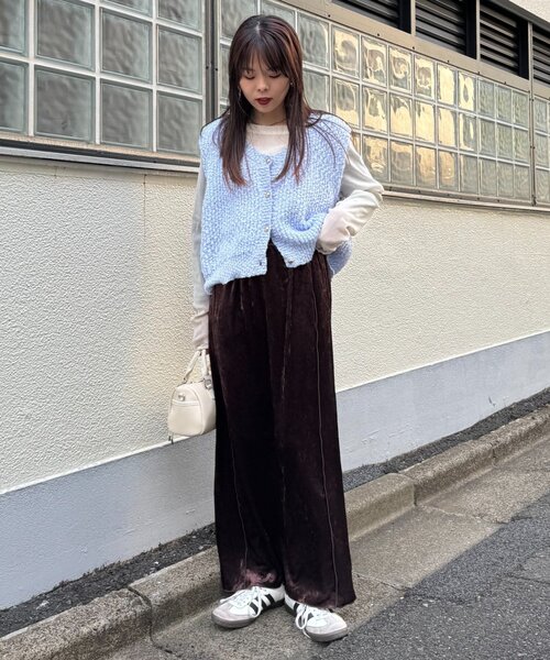 CIAOPANIC TYPY(チャオパニックティピー)の「クラッシュベロアメロウ切替スカート(スカート・レディース・ブラック/キャメル/ブラウン/サックスブルー・SMALL/MEDIUM)」の11枚目の写真