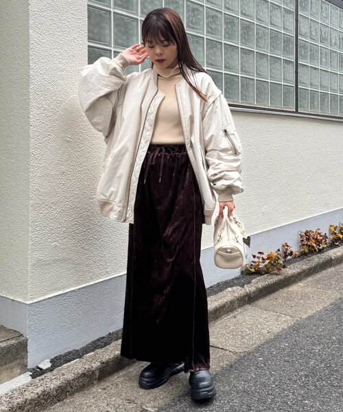 CIAOPANIC TYPY(チャオパニックティピー)の「クラッシュベロアメロウ切替スカート(スカート・レディース・ブラック/キャメル/ブラウン/サックスブルー・SMALL/MEDIUM)」の15枚目の写真