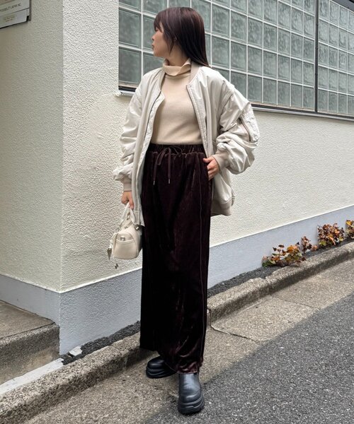 CIAOPANIC TYPY(チャオパニックティピー)の「クラッシュベロアメロウ切替スカート(スカート・レディース・ブラック/キャメル/ブラウン/サックスブルー・SMALL/MEDIUM)」の16枚目の写真