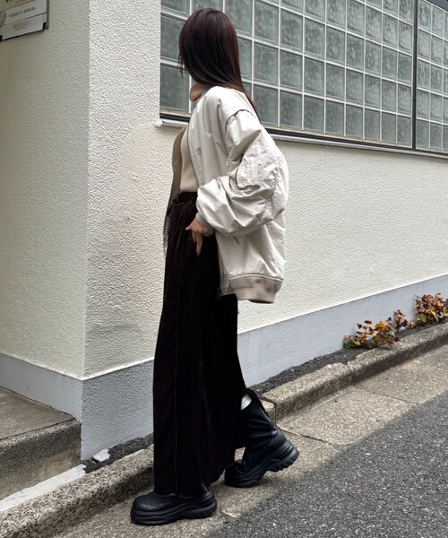 CIAOPANIC TYPY(チャオパニックティピー)の「クラッシュベロアメロウ切替スカート(スカート・レディース・ブラック/キャメル/ブラウン/サックスブルー・SMALL/MEDIUM)」の17枚目の写真