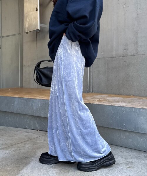 CIAOPANIC TYPY(チャオパニックティピー)の「クラッシュベロアメロウ切替スカート(スカート・レディース・ブラック/キャメル/ブラウン/サックスブルー・SMALL/MEDIUM)」の22枚目の写真