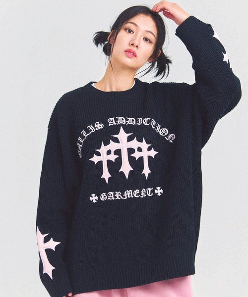 GALLIS ADDICTION（ガリスアディクション）の「GA CROSS-APPLIQUE KNIT（ニット/セーター・メンズ・ピンク/ブラック・FREE）」の22枚目の写真
