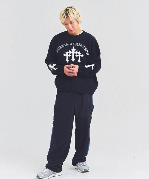 GALLIS ADDICTION（ガリスアディクション）の「GA CROSS-APPLIQUE KNIT（ニット/セーター・メンズ・ピンク/ブラック・FREE）」の12枚目の写真