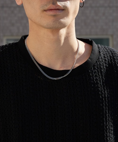 PLEASURES（プレジャー）の「PLEASURES/プレジャーズ 透かし編み クルーネックメッシュトップス 2026年春夏（Tシャツ/カットソー・メンズ・ブラック・XL）」の5枚目の写真