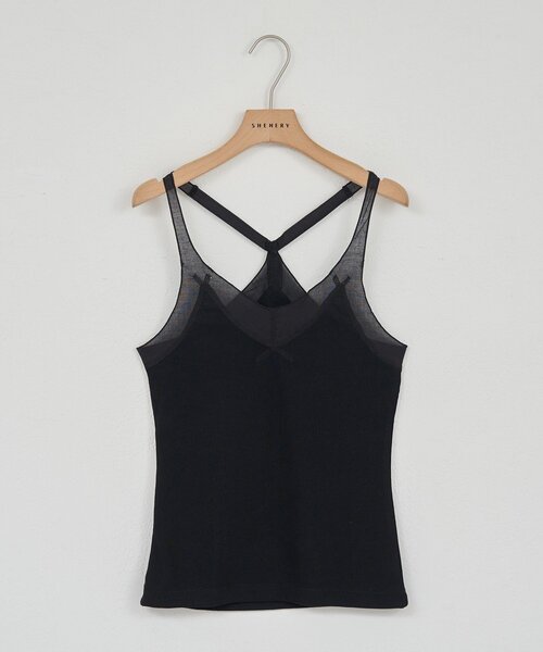 SHENERY（シーナリー）の「シアードッキングキャミソール（キャミソール・レディース・ブラック/オフホワイト・FREE）」の2枚目の写真