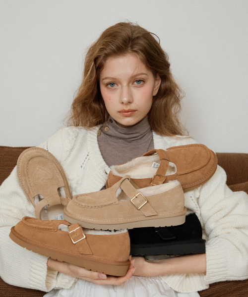 MAC MOC(マックモック)の「Luvper ラップパー 牛革 ハートポイント 防寒ファー ローファー_3カラー(ブーツ・レディース・キャメル/ブラック/サンドベージュ・36/38/40)」の6枚目の写真