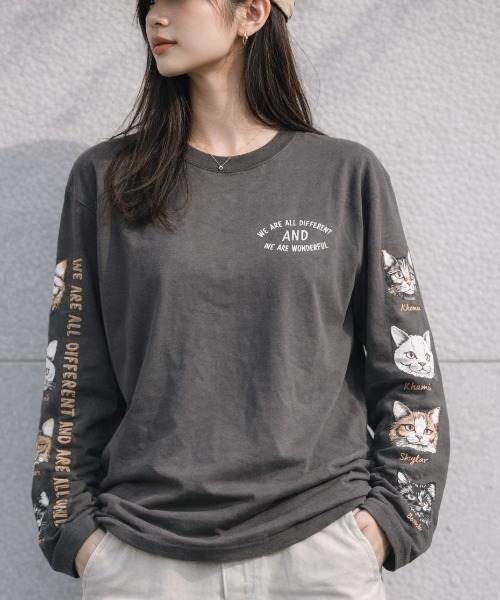 CORISCO(コリスコ)の「アニマルフェイス袖プリントロンTEE(M1)(Tシャツ/カットソー・メンズ・オートミール/キナリ/ホワイト系1/ホワイト系2/ブラック系1/ブラック系2/グレー系1/グレー系2・MEDIUM/LARGE/X-LARGE)」の6枚目の写真
