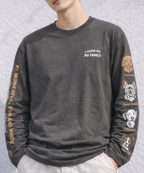 CORISCO(コリスコ)の「アニマルフェイス袖プリントロンTEE(M1)(Tシャツ/カットソー・メンズ・オートミール/キナリ/ホワイト系1/ホワイト系2/ブラック系1/ブラック系2/グレー系1/グレー系2・MEDIUM/LARGE/X-LARGE)」の7枚目の写真
