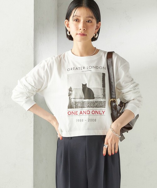 Odub（オーダブ）の「【SHIPS別注】Odub: フォト プリント クロップド ロングスリーブ TEE（Tシャツ/カットソー・レディース・ホワイト/ベージュ系/ダークグレー・ONE SIZE）」の4枚目の写真