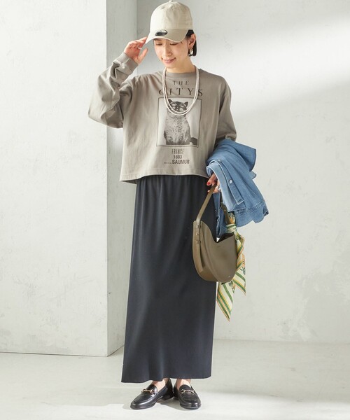 Odub（オーダブ）の「【SHIPS別注】Odub: フォト プリント クロップド ロングスリーブ TEE（Tシャツ/カットソー・レディース・ホワイト/ベージュ系/ダークグレー・ONE SIZE）」の7枚目の写真