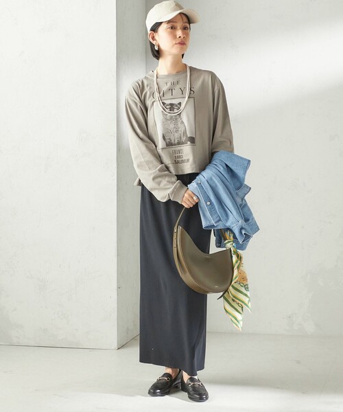 Odub（オーダブ）の「【SHIPS別注】Odub: フォト プリント クロップド ロングスリーブ TEE（Tシャツ/カットソー・レディース・ホワイト/ベージュ系/ダークグレー・ONE SIZE）」の8枚目の写真