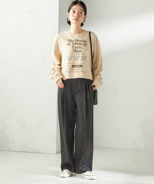 Odub（オーダブ）の「【SHIPS別注】Odub: フォト プリント クロップド ロングスリーブ TEE（Tシャツ/カットソー・レディース・ホワイト/ベージュ系/ダークグレー・ONE SIZE）」の18枚目の写真