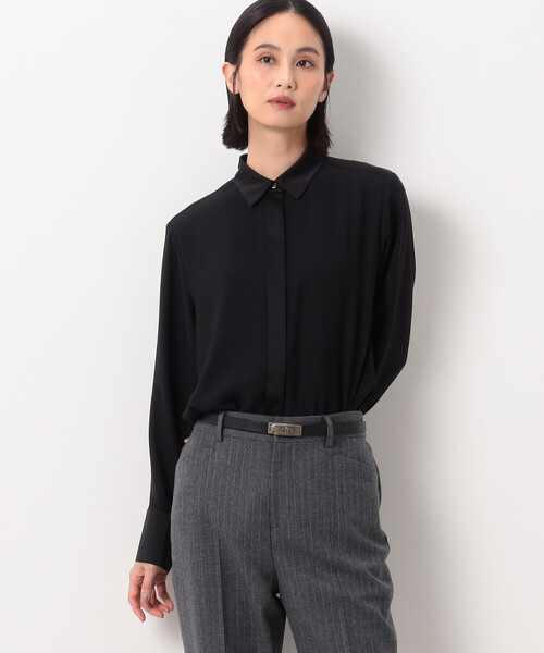 COMME CA（コムサ）の「プルエラバックサテン シャツ（シャツ/ブラウス・レディース・ブラック/オフホワイト・11号/9号）」の21枚目の写真